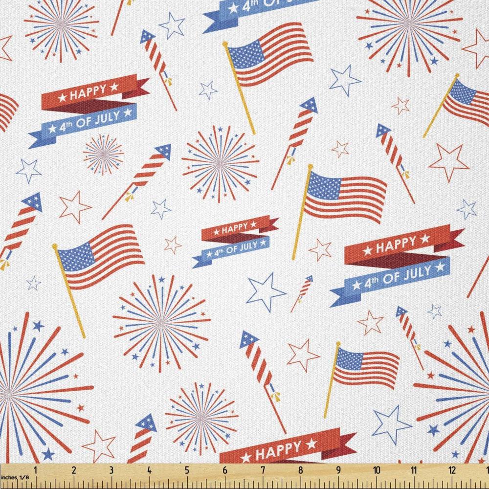 imageAmbesonne Cartoon Fabric by The Yard Hot Air Balloons Flying Through The Sky with Birds Microfiber Fabric for Arts and Crafts Textiles amp Decor 1 Yard Teal CreamAzure Red