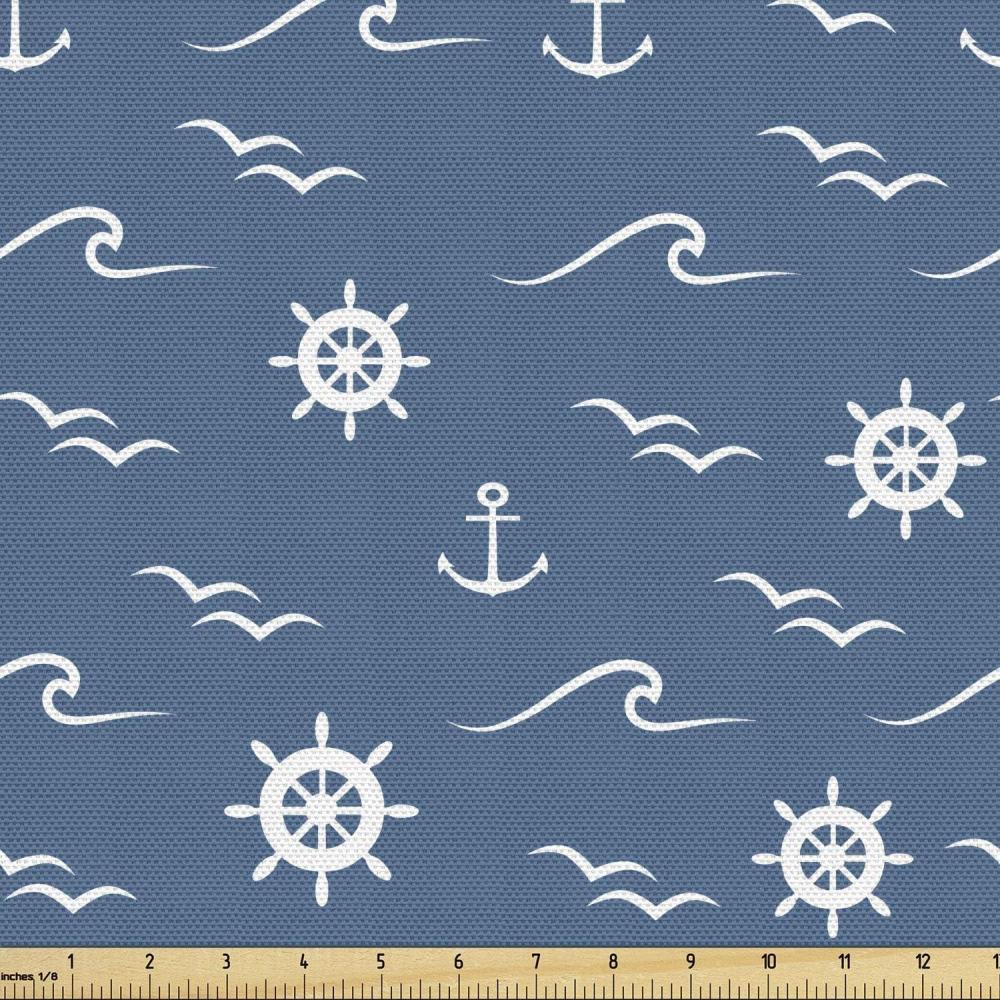 imageAmbesonne Cartoon Fabric by The Yard Hot Air Balloons Flying Through The Sky with Birds Microfiber Fabric for Arts and Crafts Textiles amp Decor 1 Yard Teal CreamCream Blue