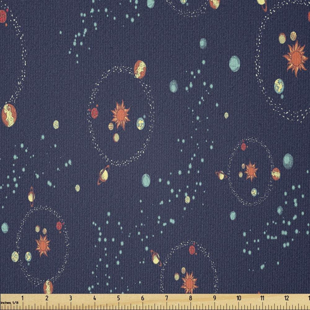 imageAmbesonne Cartoon Fabric by The Yard Hot Air Balloons Flying Through The Sky with Birds Microfiber Fabric for Arts and Crafts Textiles amp Decor 1 Yard Teal CreamTurquoise Dark Blue