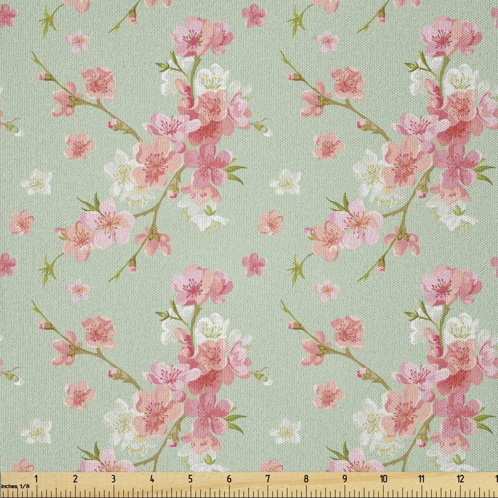 imageAmbesonne Cartoon Fabric by The Yard Hot Air Balloons Flying Through The Sky with Birds Microfiber Fabric for Arts and Crafts Textiles amp Decor 1 Yard Teal CreamMint Pink