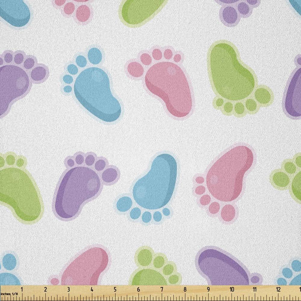 imageAmbesonne Cartoon Fabric by The Yard Hot Air Balloons Flying Through The Sky with Birds Microfiber Fabric for Arts and Crafts Textiles amp Decor 1 Yard Teal CreamPink Green