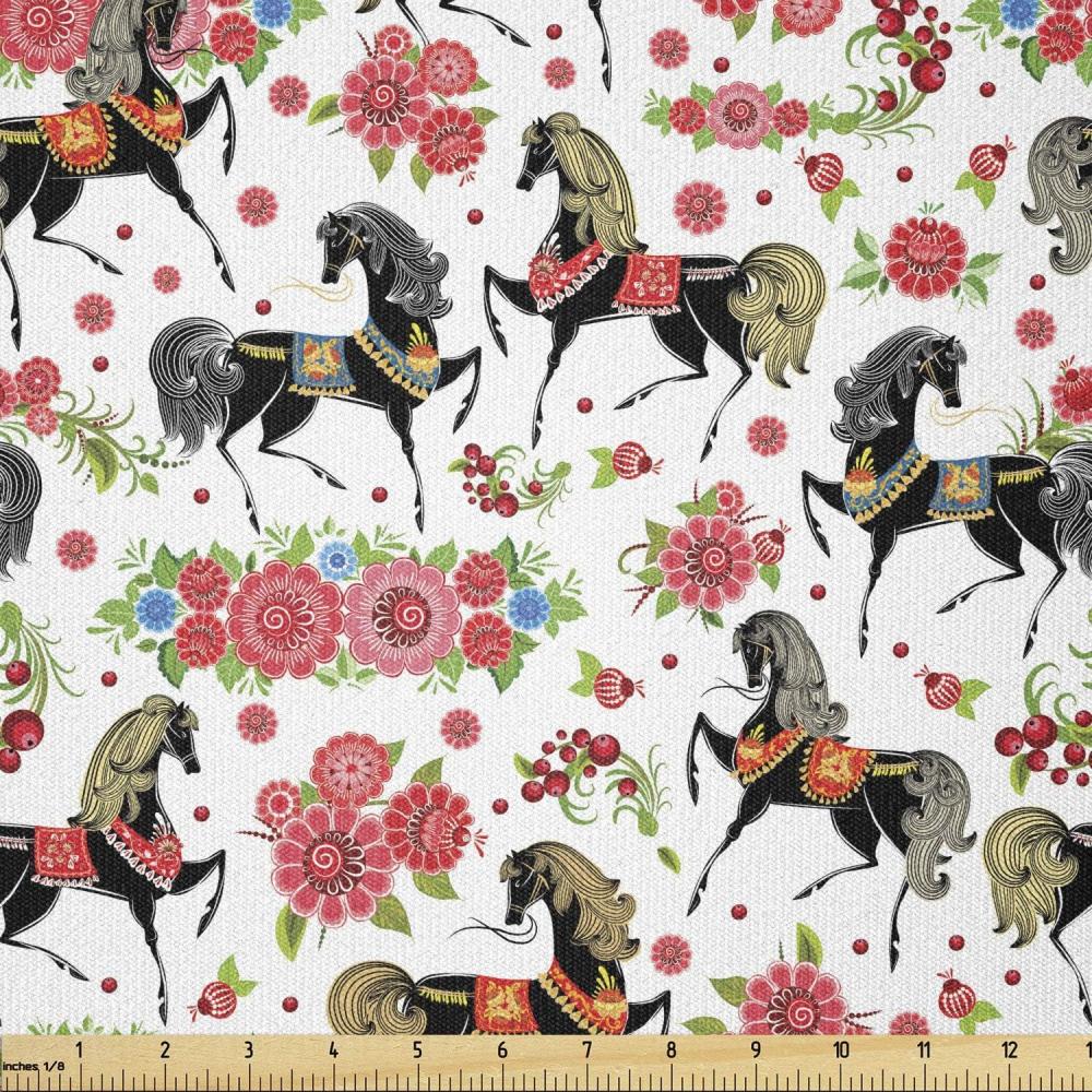 imageAmbesonne Cartoon Fabric by The Yard Hot Air Balloons Flying Through The Sky with Birds Microfiber Fabric for Arts and Crafts Textiles amp Decor 1 Yard Teal CreamCoral Black