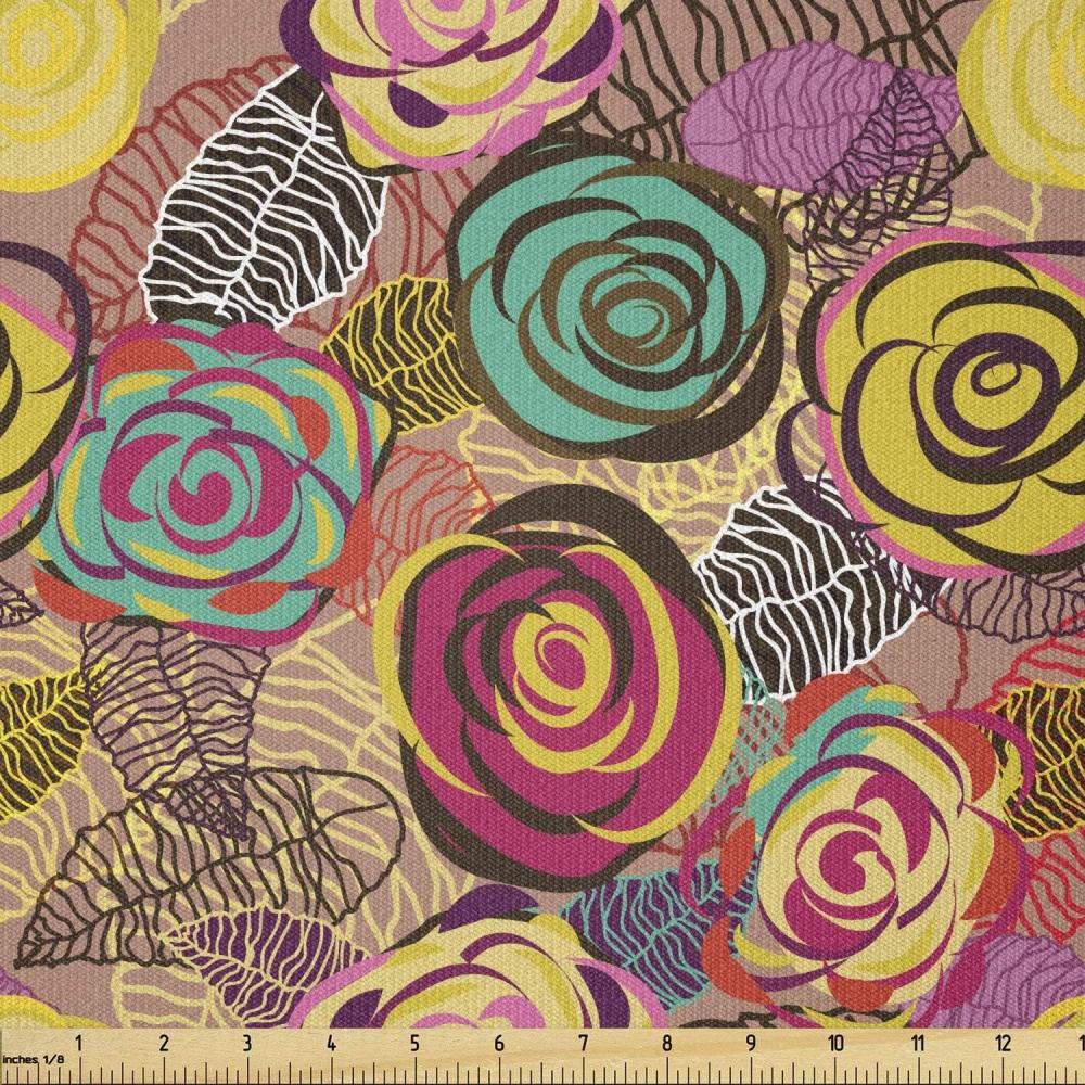 imageAmbesonne Cartoon Fabric by The Yard Hot Air Balloons Flying Through The Sky with Birds Microfiber Fabric for Arts and Crafts Textiles amp Decor 1 Yard Teal CreamMagenta