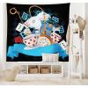 Ambesonne Alice in Wonderland Tapestry King Size, Rabbit Motion Cups Hearts and Flower Character Alice Cartoon Style, Wall Hanging Bedspread Bed Cover Wall Decor, 104″ X 88″, Black Blue