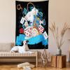 Ambesonne Alice in Wonderland Tapestry, Rabbit Motion Cups Hearts and Flower Character Alice Cartoon Style, Fabric Wall Hanging Decor for Bedroom Living Room Dorm, 23″ X 28″, Black Blue