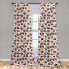 Ambesonne American Football Curtains, Classic Design Rugby Balls in Cartoon Style Sports Competition, Window Treatments 2 Panel Set for Living Room Bedroom, Pair of – 28″ x 84″, Caramel White