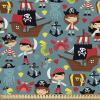 Ambesonne Cartoon Fabric by The Yard, Hot Air Balloons Flying Through The Sky with Birds, Microfiber Fabric for Arts and Crafts Textiles & Decor, 1 Yard, Teal Cream(Teal)