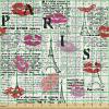 Ambesonne Cartoon Fabric by The Yard, Hot Air Balloons Flying Through The Sky with Birds, Microfiber Fabric for Arts and Crafts Textiles & Decor, 1 Yard, Teal Cream(Black Pink)