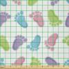 Ambesonne Cartoon Fabric by The Yard, Hot Air Balloons Flying Through The Sky with Birds, Microfiber Fabric for Arts and Crafts Textiles & Decor, 1 Yard, Teal Cream(Pink Green)
