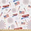 Ambesonne Cartoon Fabric by The Yard, Hot Air Balloons Flying Through The Sky with Birds, Microfiber Fabric for Arts and Crafts Textiles & Decor, 1 Yard, Teal Cream(Azure Red)