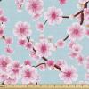 Ambesonne Cartoon Fabric by The Yard, Hot Air Balloons Flying Through The Sky with Birds, Microfiber Fabric for Arts and Crafts Textiles & Decor, 1 Yard, Teal Cream(Blue Redwood)