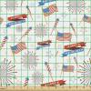 Ambesonne Cartoon Fabric by The Yard, Hot Air Balloons Flying Through The Sky with Birds, Microfiber Fabric for Arts and Crafts Textiles & Decor, 1 Yard, Teal Cream(Azure Red)