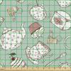 Ambesonne Cartoon Fabric by The Yard, Hot Air Balloons Flying Through The Sky with Birds, Microfiber Fabric for Arts and Crafts Textiles & Decor, 1 Yard, Teal Cream(Green Coral)