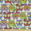 Ambesonne Cartoon Fabric by The Yard, Hot Air Balloons Flying Through The Sky with Birds, Microfiber Fabric for Arts and Crafts Textiles & Decor, 1 Yard, Teal Cream(Pink and Green)
