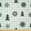 Ambesonne Cartoon Fabric by The Yard, Hot Air Balloons Flying Through The Sky with Birds, Microfiber Fabric for Arts and Crafts Textiles & Decor, 1 Yard, Teal Cream(Black Ivory)