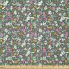 Ambesonne Cartoon Fabric by The Yard, Hot Air Balloons Flying Through The Sky with Birds, Microfiber Fabric for Arts and Crafts Textiles & Decor, 1 Yard, Teal Cream(Grey Pink)