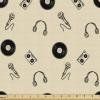 Ambesonne Cartoon Fabric by The Yard, Hot Air Balloons Flying Through The Sky with Birds, Microfiber Fabric for Arts and Crafts Textiles & Decor, 1 Yard, Teal Cream(Black Cream)
