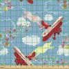 Ambesonne Cartoon Fabric by The Yard, Hot Air Balloons Flying Through The Sky with Birds, Microfiber Fabric for Arts and Crafts Textiles & Decor, 1 Yard, Teal Cream(Blue Red)