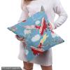 Ambesonne Cartoon Fabric by The Yard, Hot Air Balloons Flying Through The Sky with Birds, Microfiber Fabric for Arts and Crafts Textiles & Decor, 1 Yard, Teal Cream(Blue Red)