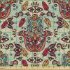 Ambesonne Cartoon Fabric by The Yard, Hot Air Balloons Flying Through The Sky with Birds, Microfiber Fabric for Arts and Crafts Textiles & Decor, 1 Yard, Teal Cream(Red Blue)