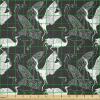 Ambesonne Cartoon Fabric by The Yard, Hot Air Balloons Flying Through The Sky with Birds, Microfiber Fabric for Arts and Crafts Textiles & Decor, 1 Yard, Teal Cream(Black and White)