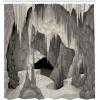 Ambesonne Cave Shower Curtain, Inside The Cavern with Stalagmites Speleology Theme Cartoon Style Grotto in Greyscale, Cloth Fabric Bathroom Decor Set with Hooks, 69″ W x 75″ L, Pearl Grey