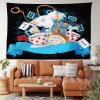 Ambesonne Alice in Wonderland Tapestry King Size, Rabbit Motion Cups Hearts and Flower Character Alice Cartoon Style, Wall Hanging Bedspread Bed Cover Wall Decor, 104″ X 88″, Black Blue