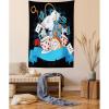 Ambesonne Alice in Wonderland Tapestry, Rabbit Motion Cups Hearts and Flower Character Alice Cartoon Style, Fabric Wall Hanging Decor for Bedroom Living Room Dorm, 23″ X 28″, Black Blue