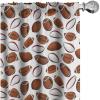 Ambesonne American Football Curtains, Classic Design Rugby Balls in Cartoon Style Sports Competition, Window Treatments 2 Panel Set for Living Room Bedroom, Pair of – 28″ x 84″, Caramel White