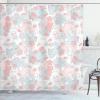 Ambesonne Cartoon Shower Curtain, Styled Cats Bats and Skulls Japanese Inspired Kawaii Design, Cloth Fabric Bathroom Decor Set with Hooks, 69″ W x 84″ L, Light Pink
