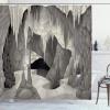 Ambesonne Cave Shower Curtain, Inside The Cavern with Stalagmites Speleology Theme Cartoon Style Grotto in Greyscale, Cloth Fabric Bathroom Decor Set with Hooks, 69″ W x 75″ L, Pearl Grey