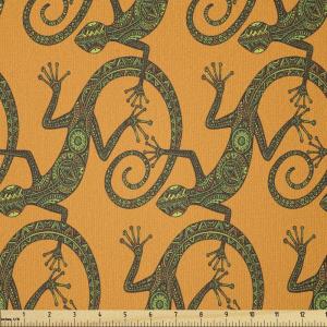 Ambesonne Cartoon Fabric by The Yard, Hot Air Balloons Flying Through The Sky with Birds, Microfiber Fabric for Arts and Crafts Textiles & Decor, 1 Yard, Teal Cream(Green Brown and Orange)