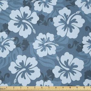 Ambesonne Cartoon Fabric by The Yard, Hot Air Balloons Flying Through The Sky with Birds, Microfiber Fabric for Arts and Crafts Textiles & Decor, 1 Yard, Teal Cream(Petrol Blue Pale Blue)