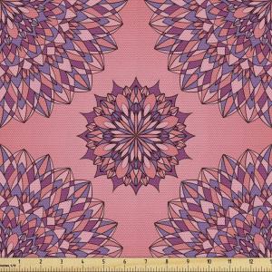 Ambesonne Cartoon Fabric by The Yard, Hot Air Balloons Flying Through The Sky with Birds, Microfiber Fabric for Arts and Crafts Textiles & Decor, 1 Yard, Teal Cream(Fuchsia Coral)