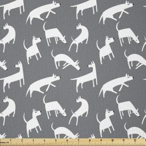 Ambesonne Cartoon Fabric by The Yard, Hot Air Balloons Flying Through The Sky with Birds, Microfiber Fabric for Arts and Crafts Textiles & Decor, 1 Yard, Teal Cream(Grey and White)