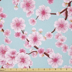 Ambesonne Cartoon Fabric by The Yard, Hot Air Balloons Flying Through The Sky with Birds, Microfiber Fabric for Arts and Crafts Textiles & Decor, 1 Yard, Teal Cream(Blue Redwood)