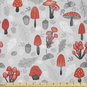 Ambesonne Cartoon Fabric by The Yard, Hot Air Balloons Flying Through The Sky with Birds, Microfiber Fabric for Arts and Crafts Textiles & Decor, 1 Yard, Teal Cream(Vermilion Pale Grey)