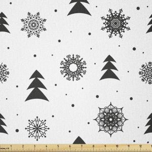 Ambesonne Cartoon Fabric by The Yard, Hot Air Balloons Flying Through The Sky with Birds, Microfiber Fabric for Arts and Crafts Textiles & Decor, 1 Yard, Teal Cream(Black Ivory)