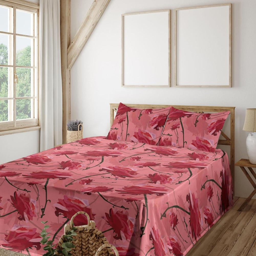 imageAmbesonne Leaves Greenery Sheet Set Tropical Leaf Pattern with Neutral Colors Boho on Grunge Rustic Back Fitted and Flat Sheet with Pillowcases Bedding Accent 4 Piece Set Full Olive Green TaupeDark Coral Grey