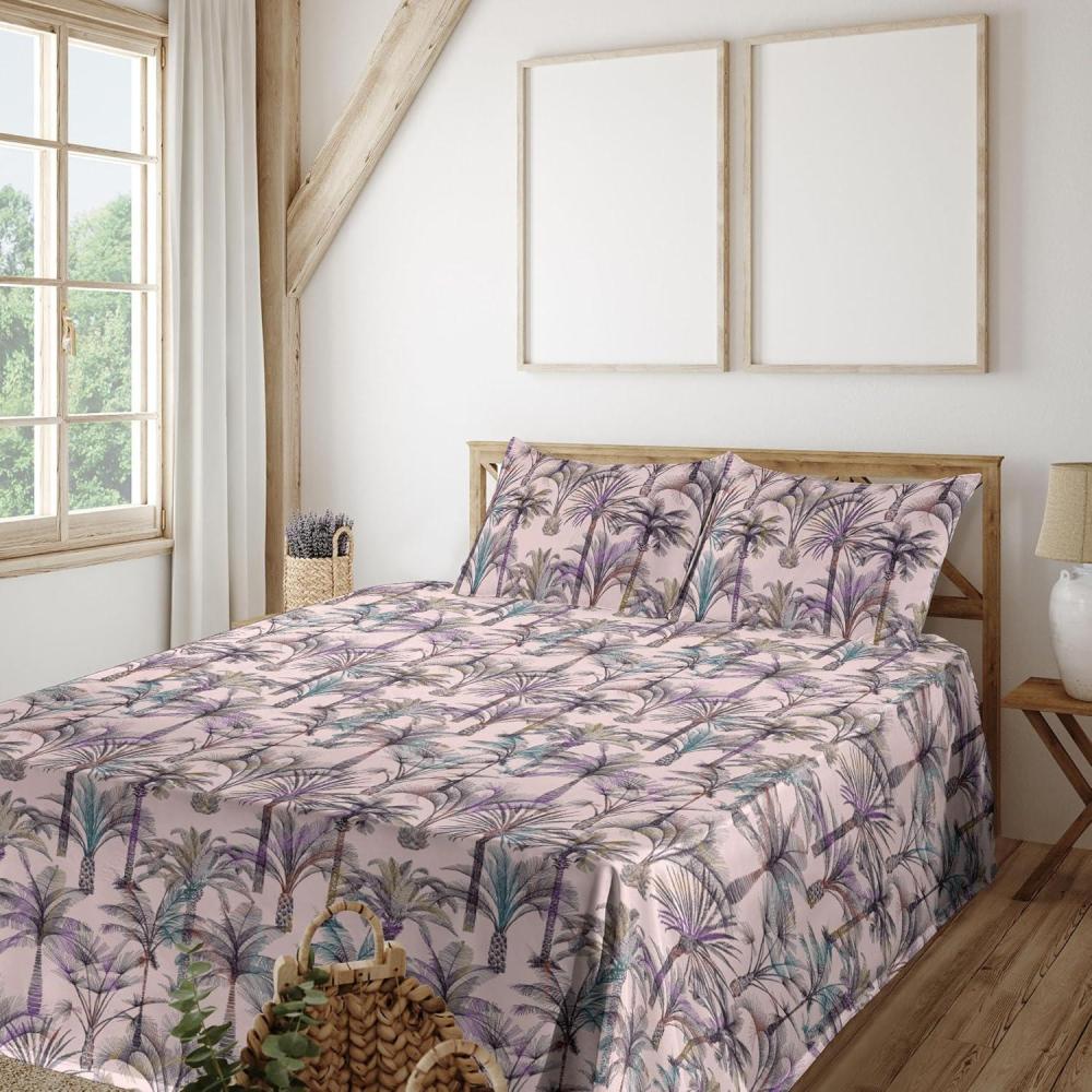 imageAmbesonne Leaves Greenery Sheet Set Tropical Leaf Pattern with Neutral Colors Boho on Grunge Rustic Back Fitted and Flat Sheet with Pillowcases Bedding Accent 4 Piece Set Full Olive Green TaupePale Pink Fuchsia and Teal