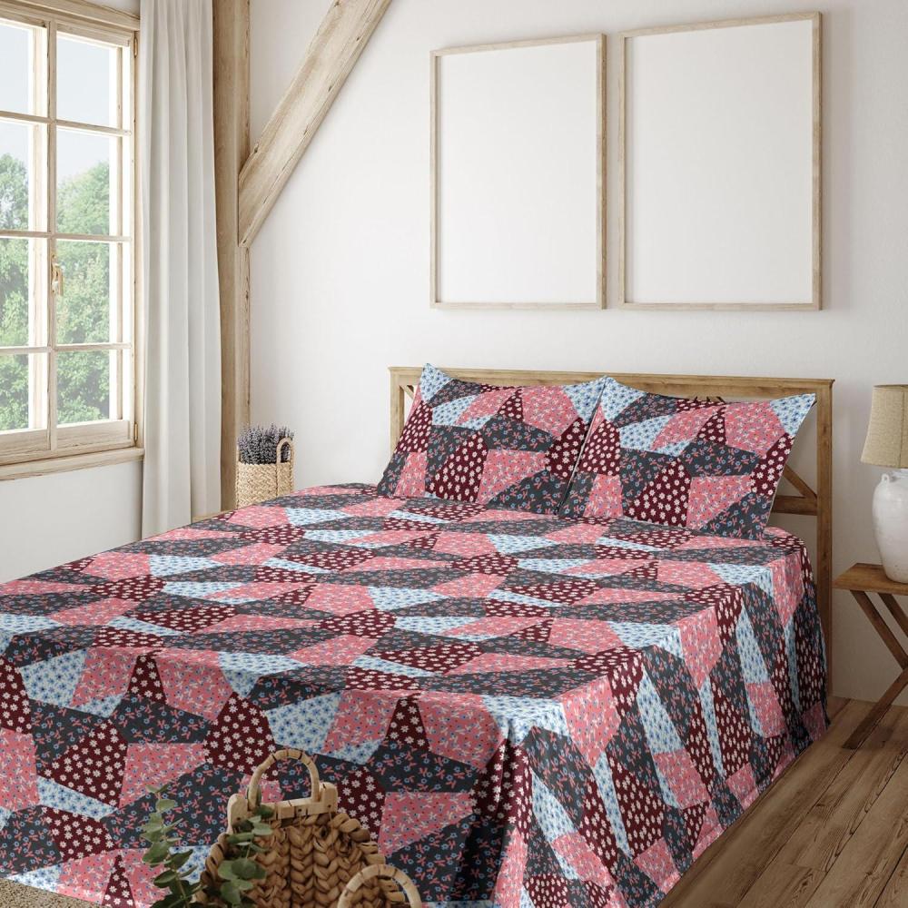imageAmbesonne Leaves Greenery Sheet Set Tropical Leaf Pattern with Neutral Colors Boho on Grunge Rustic Back Fitted and Flat Sheet with Pillowcases Bedding Accent 4 Piece Set Full Olive Green TaupePastel Pink and Sea Blue