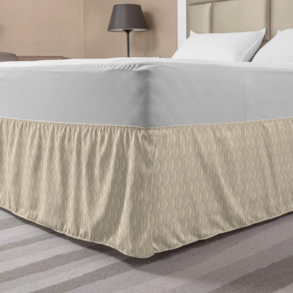 imageAmbesonne Neutral Color Elastic Bed Skirt Classic Composition of Droplet Like Elements Dotted Round Motifs Wrap Around Fabric Bedskirt Dust Ruffle for Bedroom King Champagne and Beige