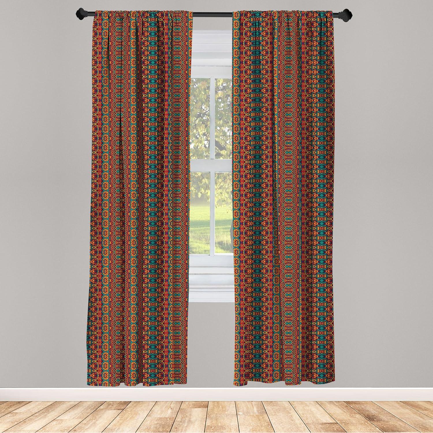 imageAmbesonne African Curtains Folkloric and Psychedelic Ornament Pattern Indigenous Motifs with Colorful Design Window Treatments 2 Panel Set for Living Room Bedroom Pair of 28 x 95 Burnt Orange