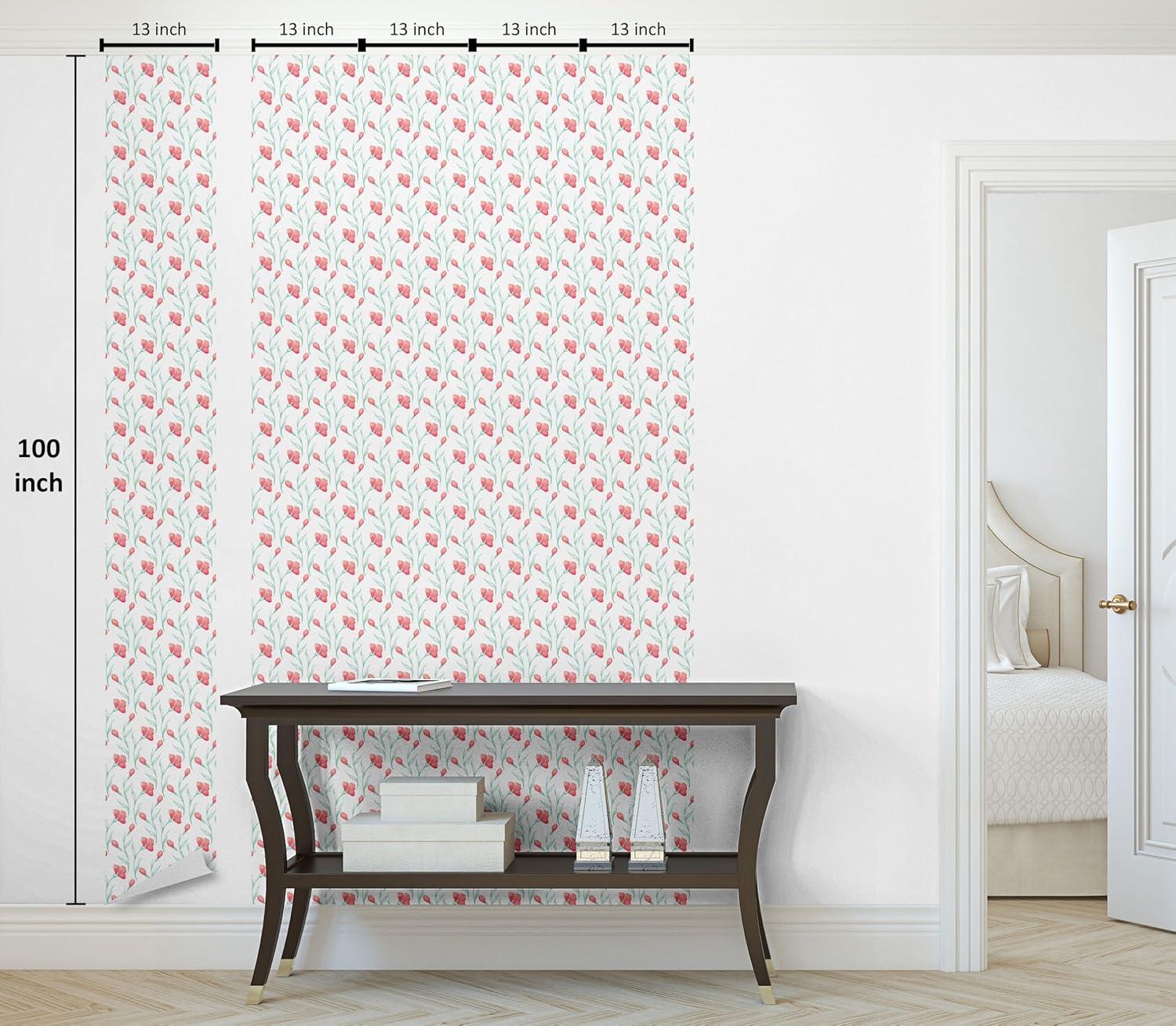 imageAmbesonne Blueberry Peel amp Stick Wallpaper for Home Summer Berries with Leaves on Cream Background Love Botanical Themed SelfAdhesive Living Room Kitchen Accent 13 x 100 Violet Blue Fern GreenDark Coral Seafoam