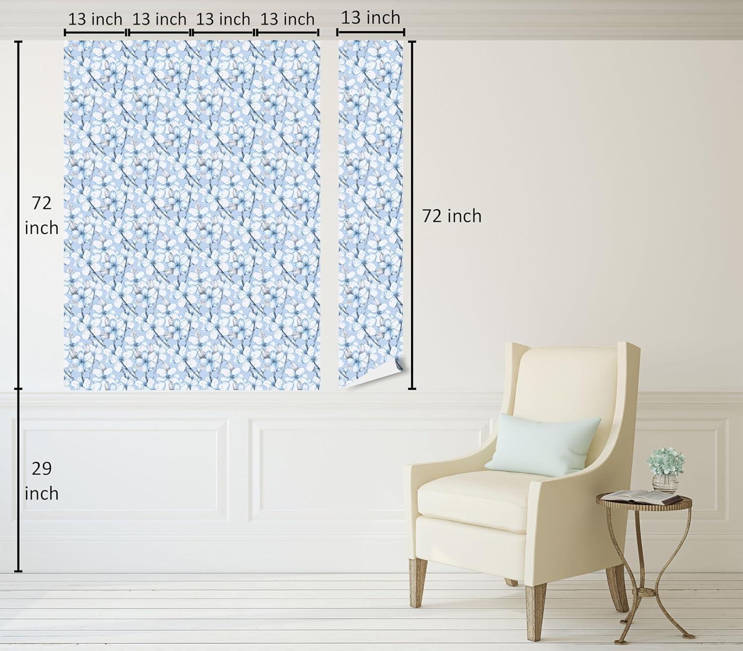 imageAmbesonne Blueberry Peel amp Stick Wallpaper for Home Summer Berries with Leaves on Cream Background Love Botanical Themed SelfAdhesive Living Room Kitchen Accent 13 x 100 Violet Blue Fern GreenPale Azure Blue Pale Grey