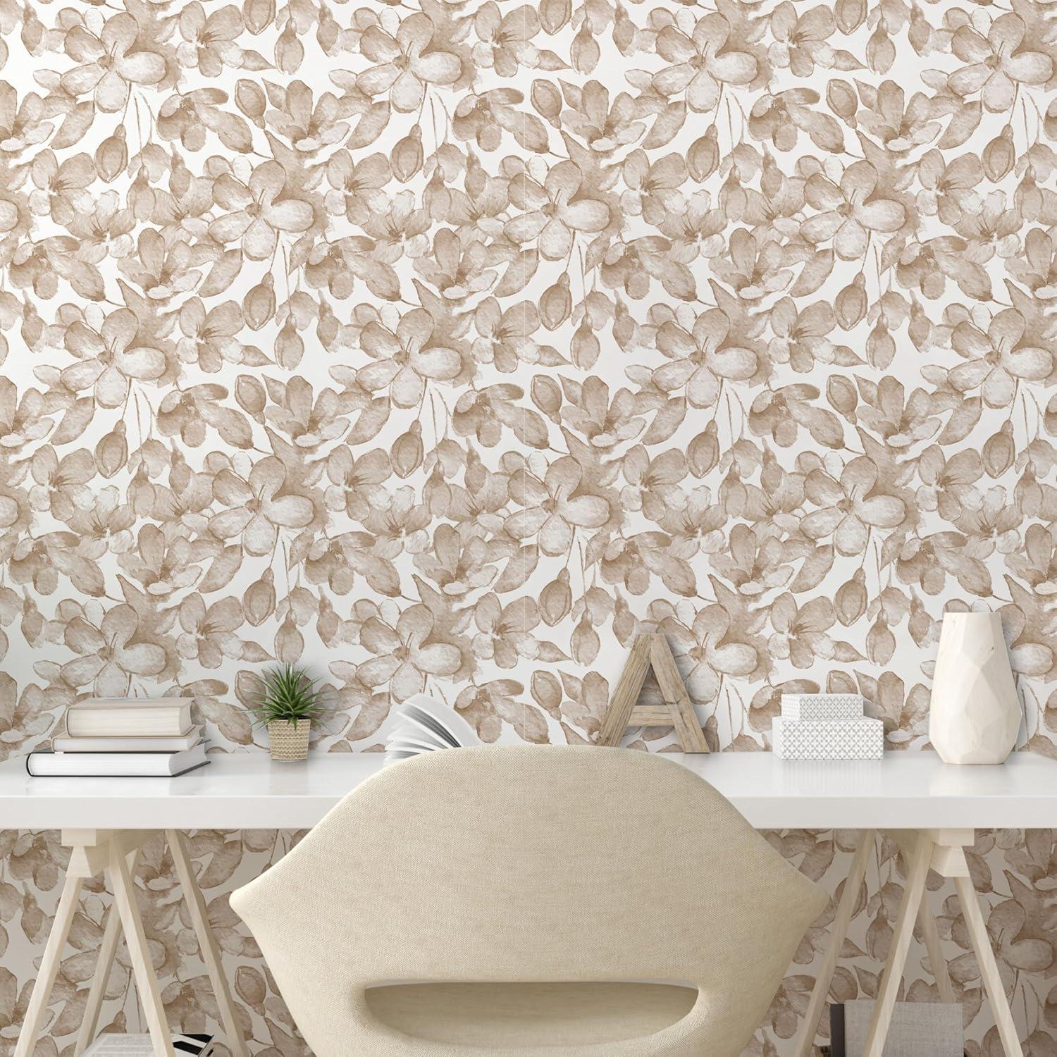 imageAmbesonne Blueberry Peel amp Stick Wallpaper for Home Summer Berries with Leaves on Cream Background Love Botanical Themed SelfAdhesive Living Room Kitchen Accent 13 x 100 Violet Blue Fern GreenWarm Taupe Coconut
