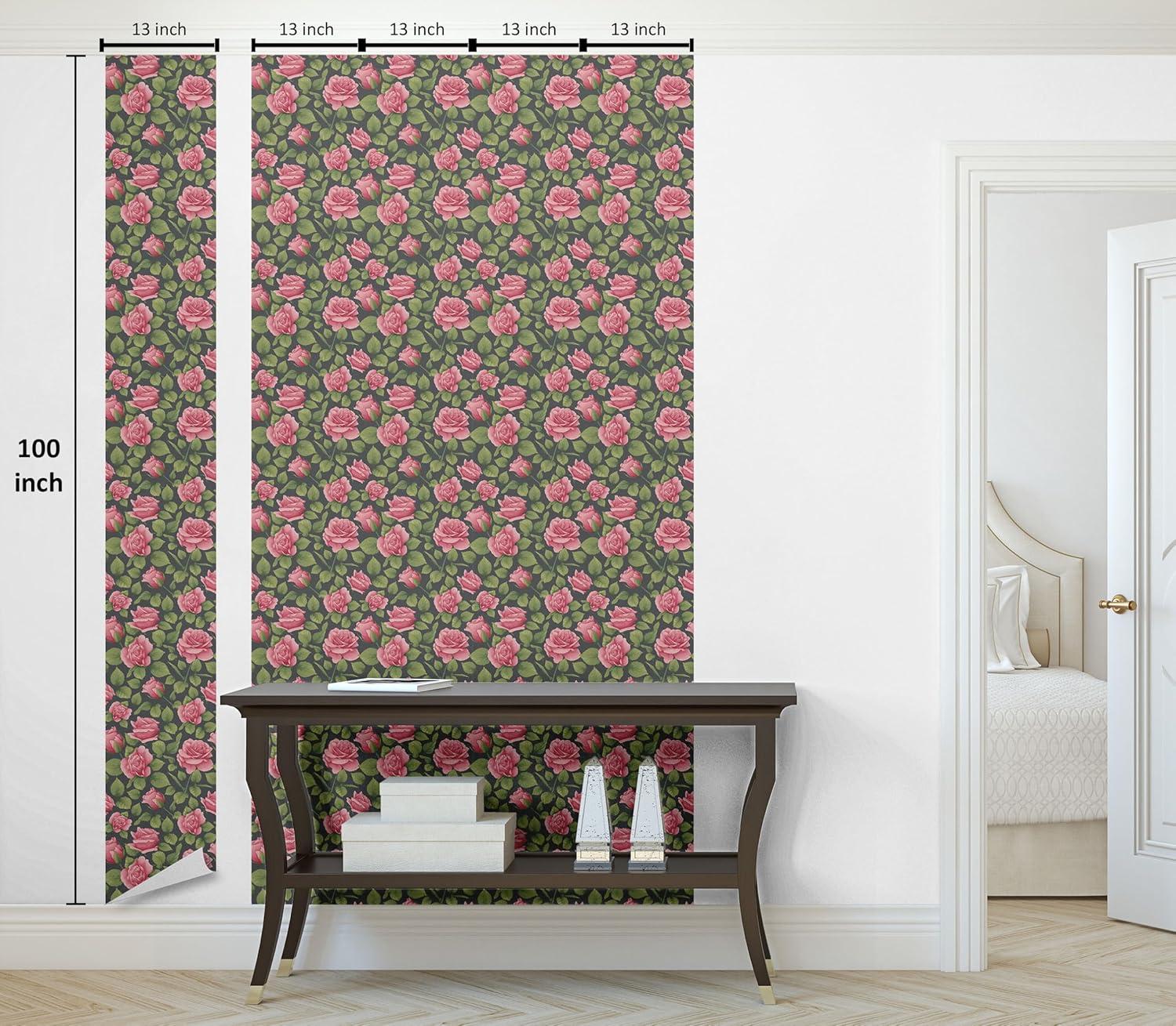 imageAmbesonne Blueberry Peel amp Stick Wallpaper for Home Summer Berries with Leaves on Cream Background Love Botanical Themed SelfAdhesive Living Room Kitchen Accent 13 x 100 Violet Blue Fern GreenGreen Pink and Charcoal Grey