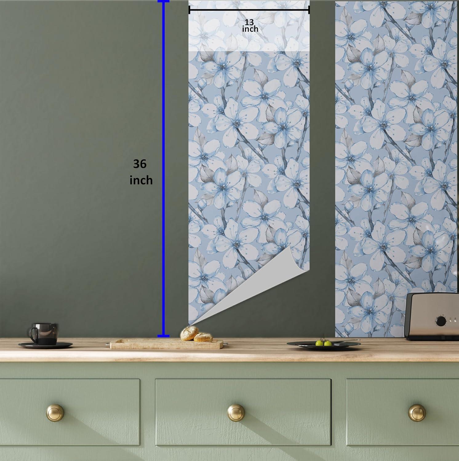 imageAmbesonne Blueberry Peel amp Stick Wallpaper for Home Summer Berries with Leaves on Cream Background Love Botanical Themed SelfAdhesive Living Room Kitchen Accent 13 x 100 Violet Blue Fern GreenPale Azure Blue Pale Grey