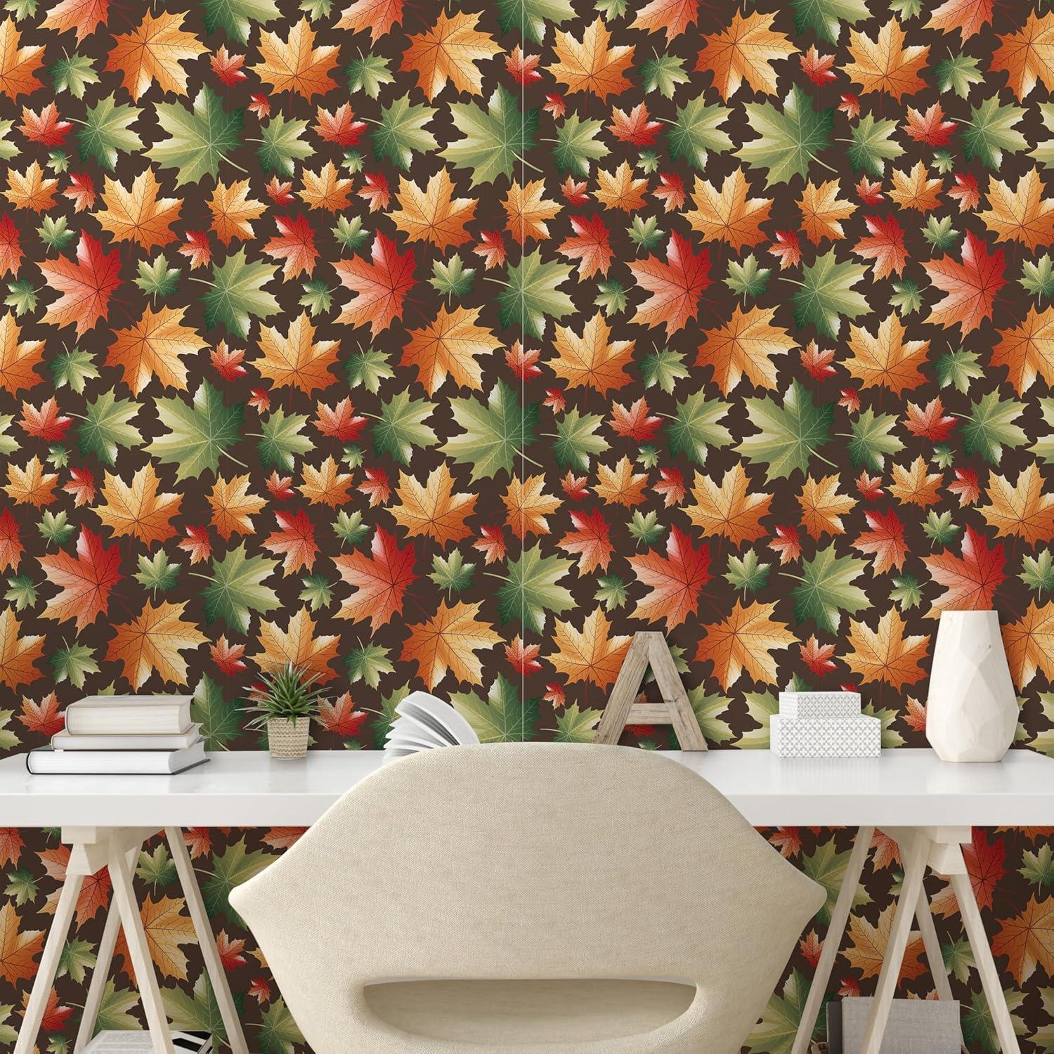 imageAmbesonne Blueberry Peel amp Stick Wallpaper for Home Summer Berries with Leaves on Cream Background Love Botanical Themed SelfAdhesive Living Room Kitchen Accent 13 x 100 Violet Blue Fern GreenBrown Green Orange