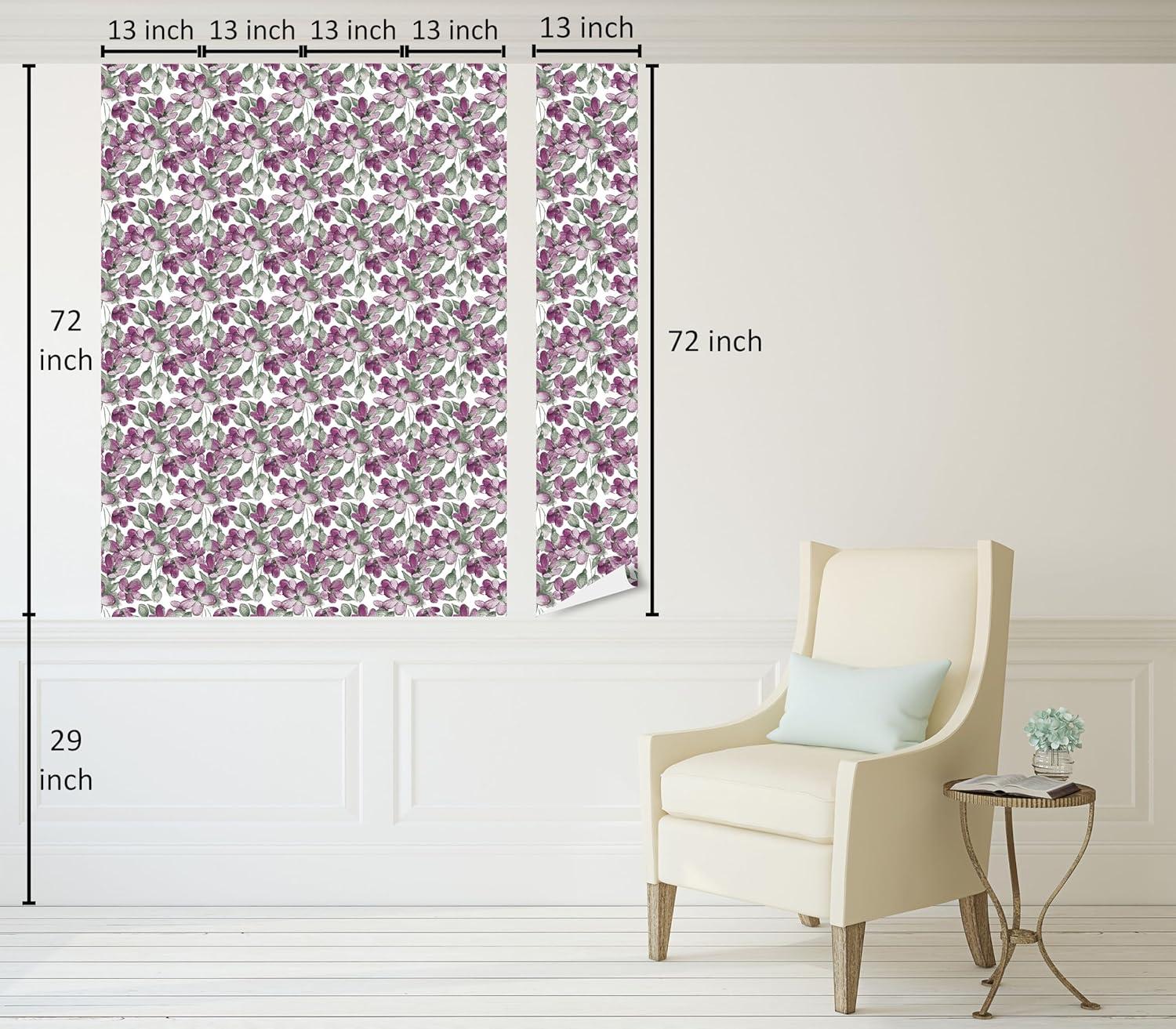 imageAmbesonne Blueberry Peel amp Stick Wallpaper for Home Summer Berries with Leaves on Cream Background Love Botanical Themed SelfAdhesive Living Room Kitchen Accent 13 x 100 Violet Blue Fern GreenDark Magenta and Reseda Green